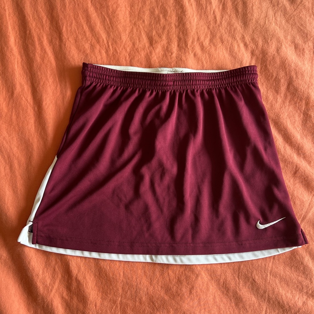Nike Burgundy Dri-FIT Skirt with White Waistband
